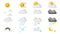 Set of weather icons isolated on white background. realistic objects. Plasticine style