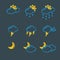 Set of weather icons vector illustration season outline design thunder temperature sign