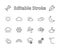 Set of weather vector line icons. Contains symbols of the sun, clouds, snowflakes, wind, rainbow, moon and much more. Editable mov
