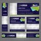 Set of web banners in standard sizes. Vector Abstract Templates design With background and header, diagonal stripes and button.
