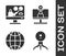 Set Web camera, Online education, Social network and Video chat conference icon. Vector