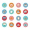 Set of web circle grungy icons in flat design