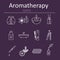 Set of web icons for aromatherapy. Oil burner, Aromatic sticks, aroma oils, candles and other accessories for aromatherapy.
