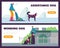 Set of website banner templates about assistance dog flat style