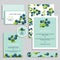 Set of wedding cards with blueberries.