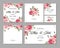 Set Wedding invitation vintage card with roses and antique decorative elements.