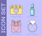 Set Wedding rings, Calendar with 8 March, Gift box and heart and Lipstick icon. Vector