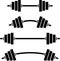 Set weight lifting barbell vector icon. Collection Gym equipment. workout, fitness club symbol. Sport vector.