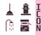 Set Well, Rubber plunger, Shower and Fire hydrant icon. Vector.