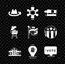 Set Western cowboy hat, Hexagram sheriff, Cannon, White House, Eagle, Vote, Barbecue grill and American flag icon