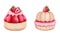 Set of whimsical watercolor strawberry shortcake clipart.