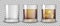 Set of whiskey, rum, bourbon or cognac glasses with Alcohol and without. Transparent Alcohol glasses Drink in a