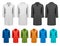 Set of white and black and colorful work clothes.