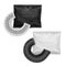 Set White and black folded waterproof shower cap with small package