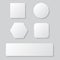 Set of white blank button. Round square rounded buttons