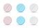 Set of white, blue and pink round medicine pills of various kind