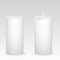 Set of white candles with and without flame on isolated white background