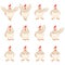 Set of white chicken flat icons
