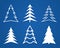 Set of white Christmas trees. Flat design.