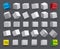Set of white cubes in various tilt angles. 3D model of geometric shapes