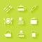 Set of white cutlery and dishes icons.