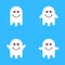 Set of white enamored ghost emoji