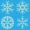 set of white four snowflakes on blue,vector illustration