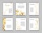 Set of white and gold flyers. Modern abstract design. Hand drawn