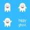 Set of white happy ghost emoji