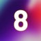 set of white numbers on multicolored background, 3d rendering, eight