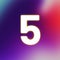 set of white numbers on multicolored background, 3d rendering, five