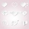 Set of white paper style valentine hearth love symbols eps10