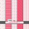 Set of white and pink dotted, stripes and chevron seamless patterns