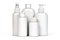 Set of white plastic bottles for cosmetics