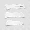 Set of white ripped pieces of paper on transparent background. scrap paper with rough edge. vector illustration