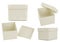 Set of white square flat boxes