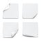 Set of white square paper stickers on white background