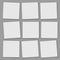 Set of white squared note paper with soft shadow are on grey background