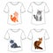 Set of white t-shirts with cats.