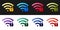 Set Wifi locked icon isolated on black and white background. Password Wi-fi symbol. Wireless Network icon. Wifi zone