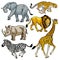 Set with wild animals of Africa