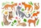 Set of wild cats. Vector cartoon exotic animals
