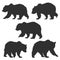 Set of wild grizzly bear silhouettes isolated on white background. Design element for poster, card, banner, emblem, sign