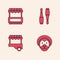 Set Wild lion, Fast street food cart, Bowling pin and icon. Vector