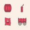 Set Wild west covered wagon, Gun powder barrel, Dynamite bomb and Wanted western poster icon. Vector