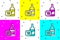 Set Wine bottle icon isolated on color background. Age limit for alcohol. Vector