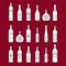 Set of wine bottles outline. out line wine bottles. Different kinds of wine. Design elements for banners, wine markets, a