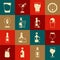 Set Wine glass, Glass of beer, Beer bottle and, Alcohol or bar location, Shot and Champagne icon. Vector