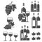 Set of wine signs, badges and labels. Vector