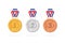 Set of winner medals gold, bronze and silver. Vector